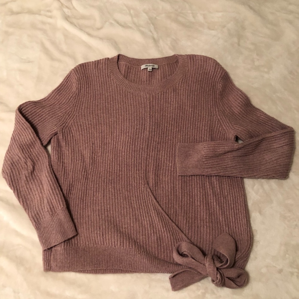 Madewell side tie sweater in mauve